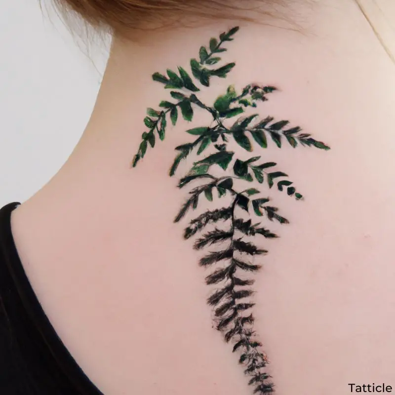 fern tattoo behind neck