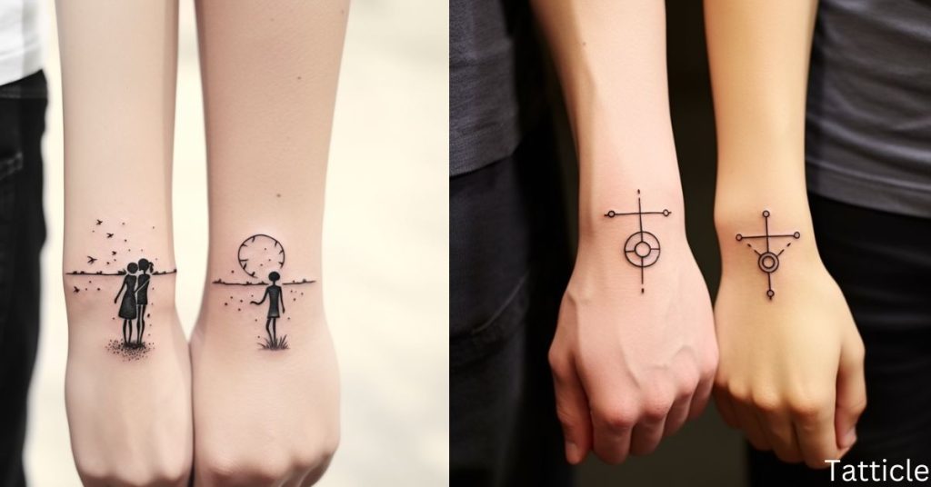 Tattoo tagged with: small, matching, matching tattoos for couples,  astronomy, micro, playground, tiny, love, ifttt, little, wrist, minimalist,  couple, sun, moon | inked-app.com