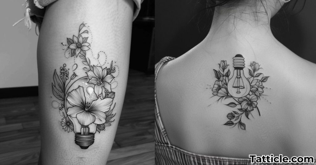 broken light bulb with flowers tattoo meaning