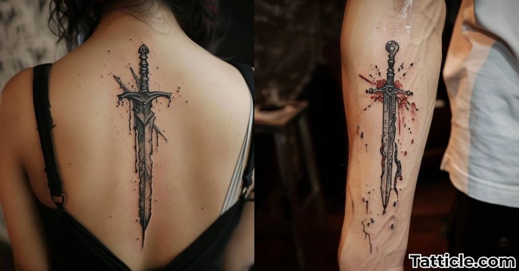 broken sword tattoo