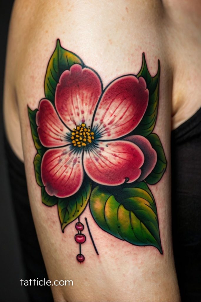 red dogwood flower tattoo