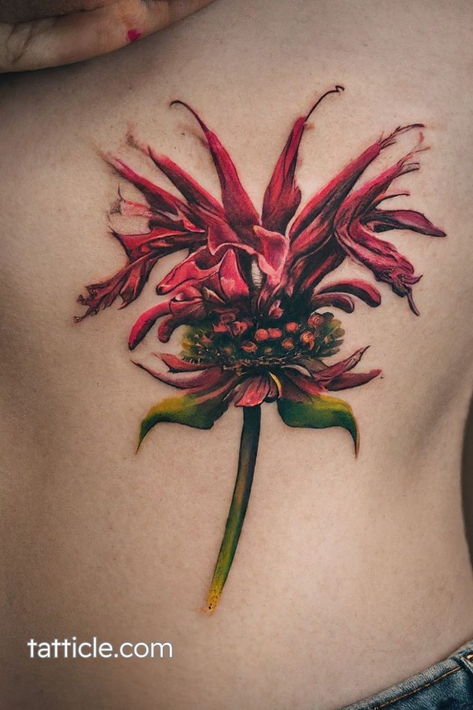 bee balm flower tattoo designs