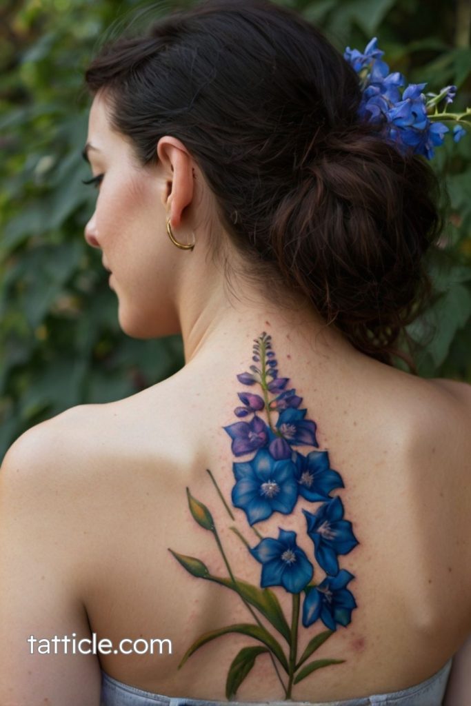 blue delphinium tattoo symbolism