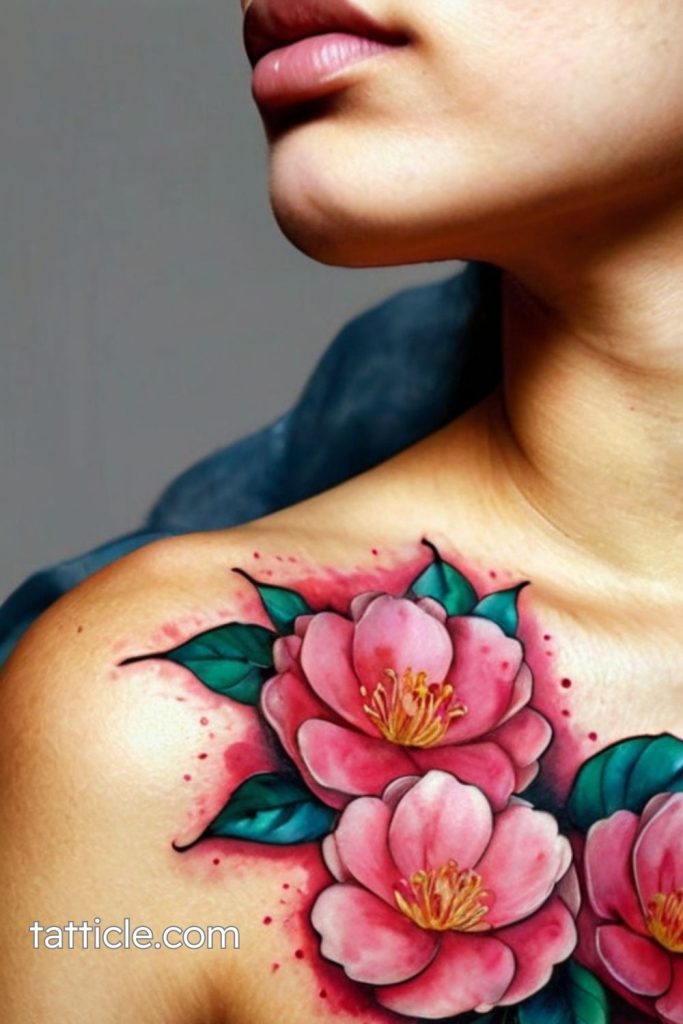 Japanese camellia tattoo art.