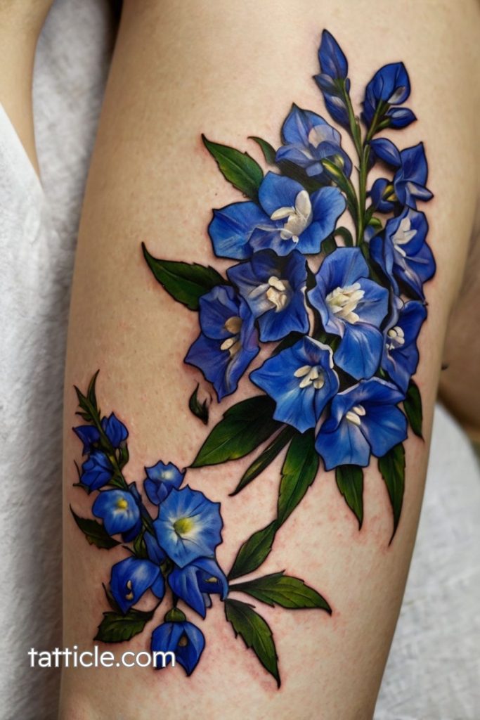 matching delphinium tattoo designs