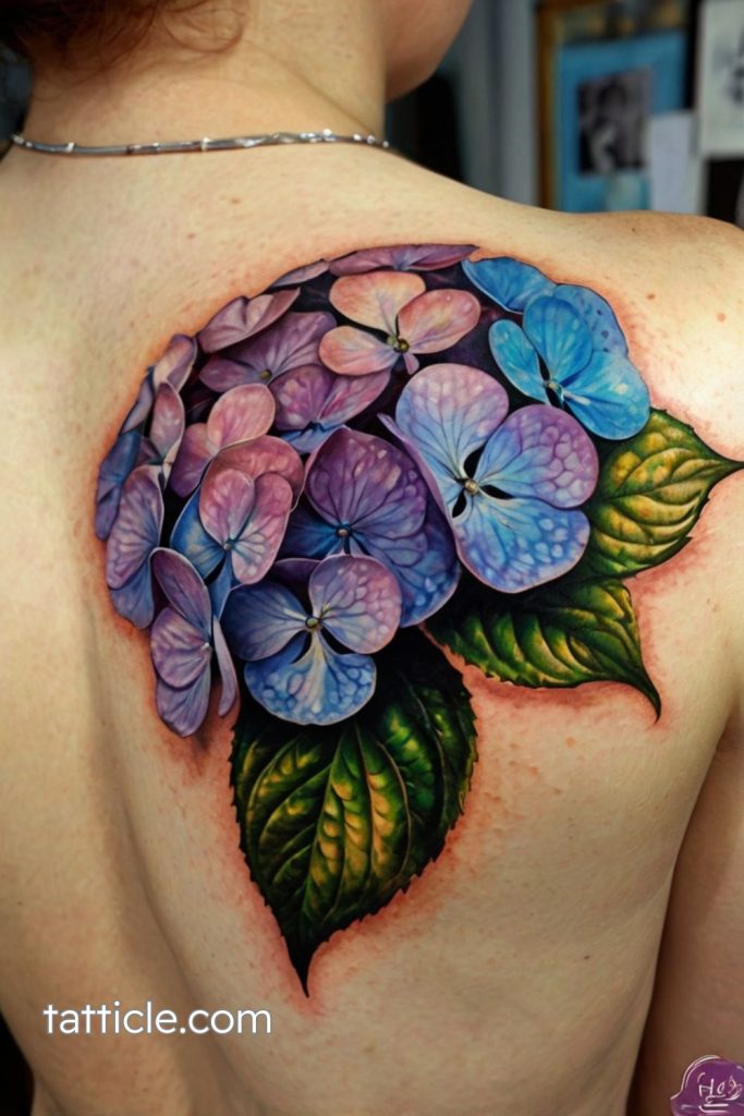 purple hydrangea tattoo