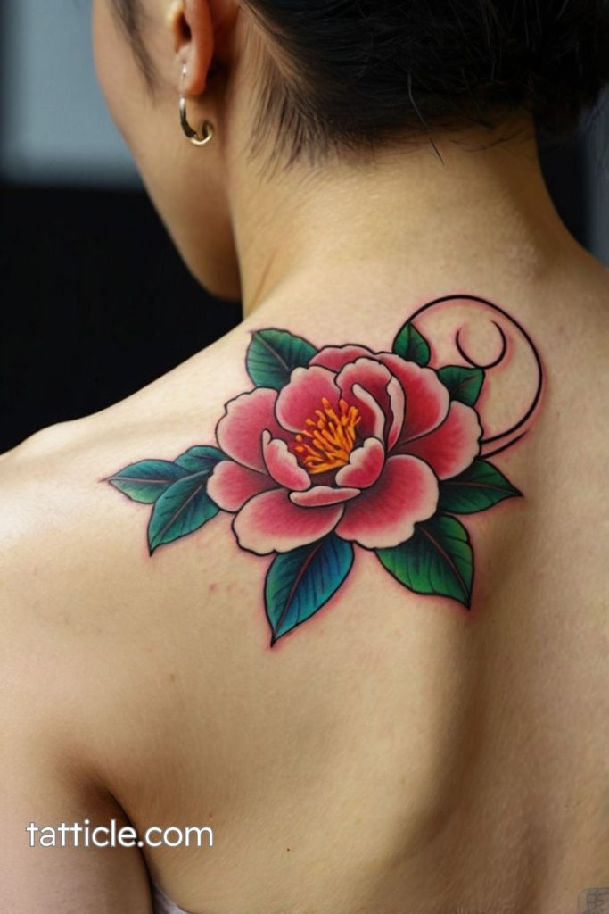 realistic camellia tattoo designs for women