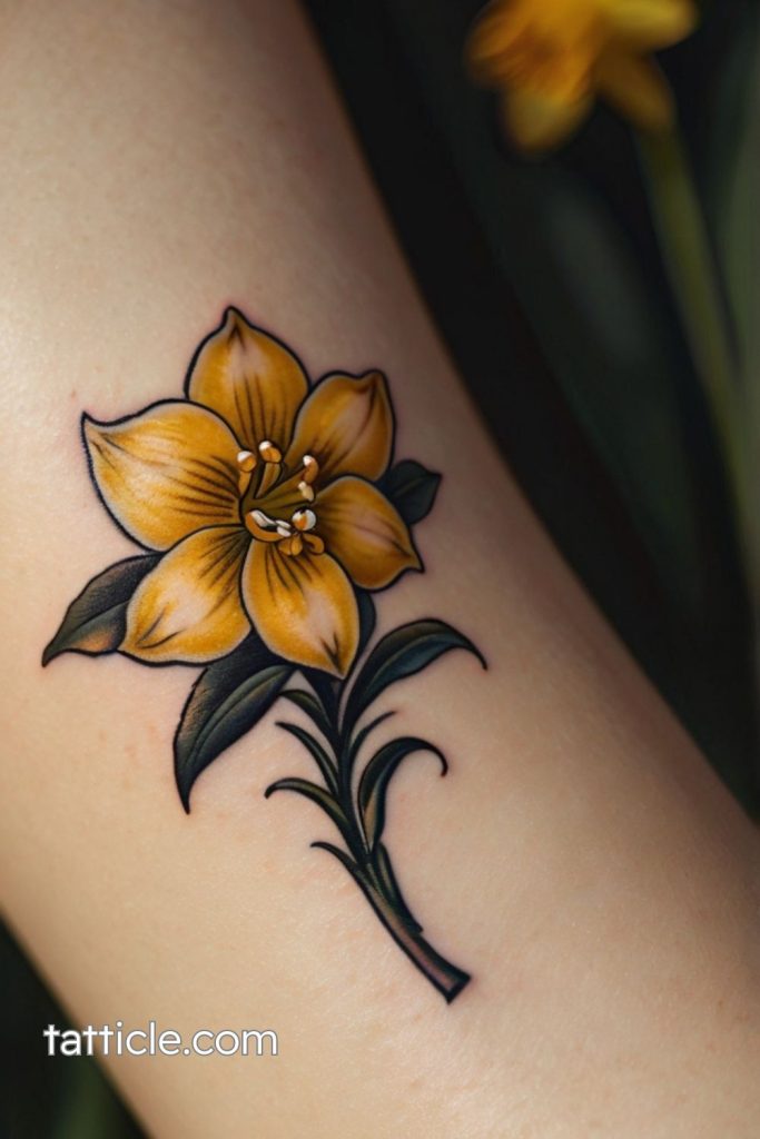 realistic daffodil tattoo drawings