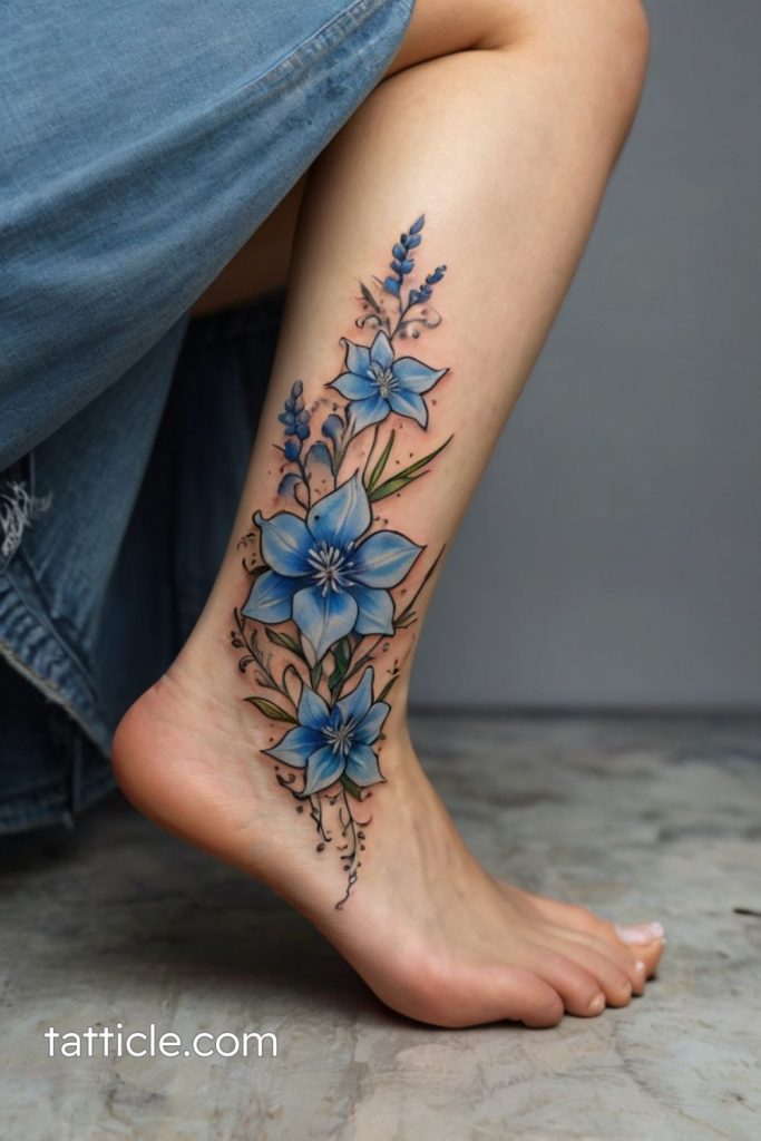 realistic delphinium tattoo ideas