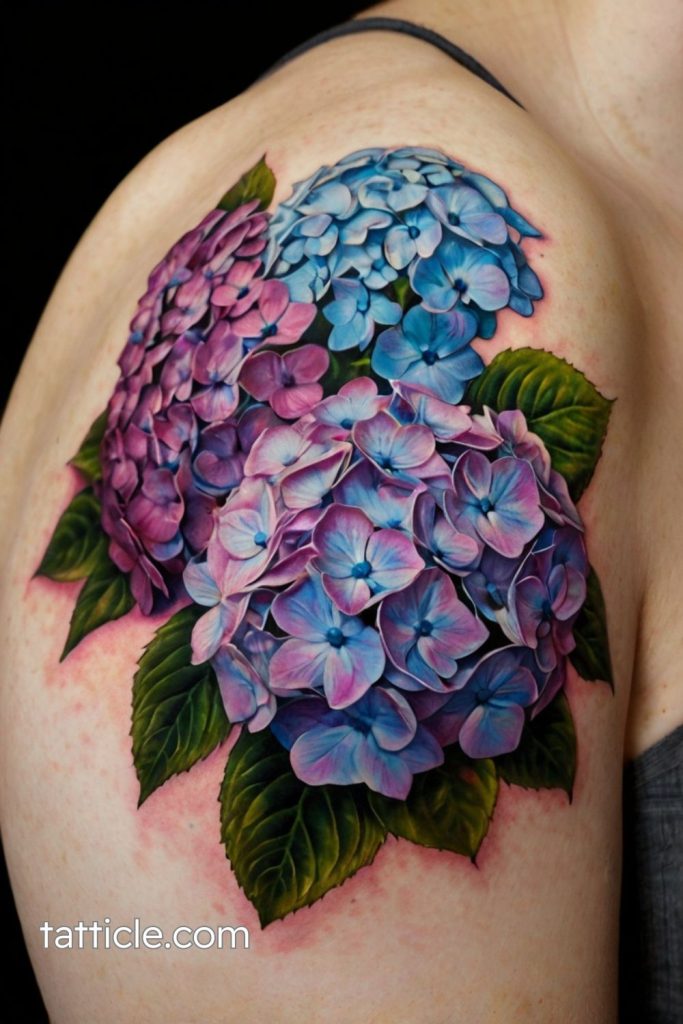 realistic hydrangea tattoo