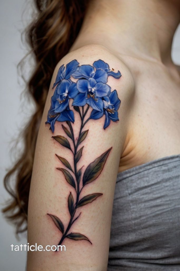 traditional delphinium tattoo style