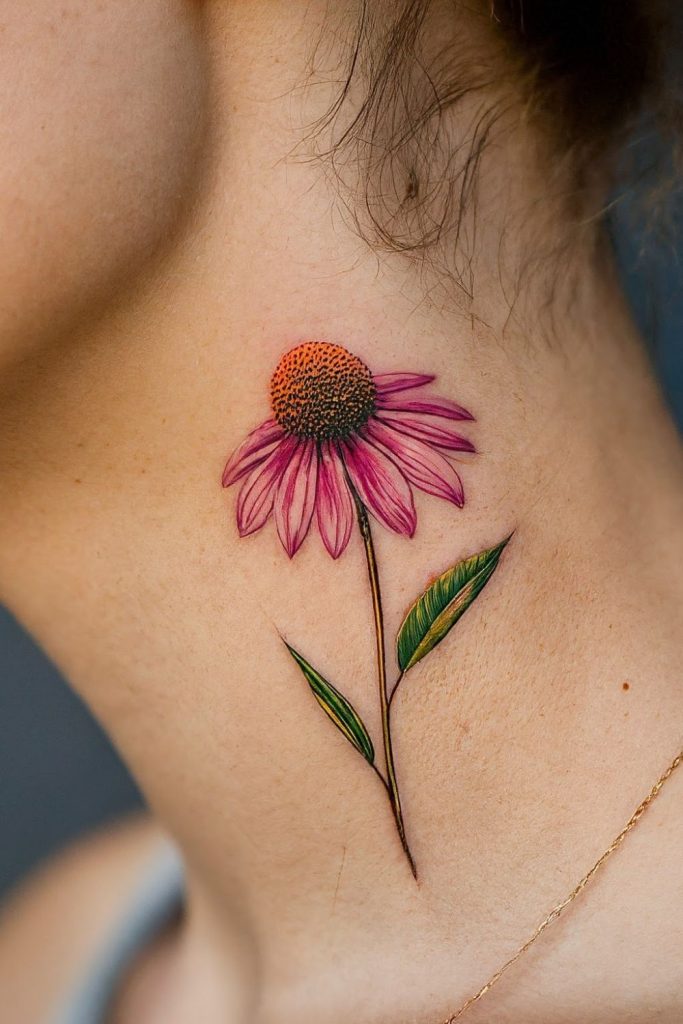 watercolor coneflower tattoo ideas