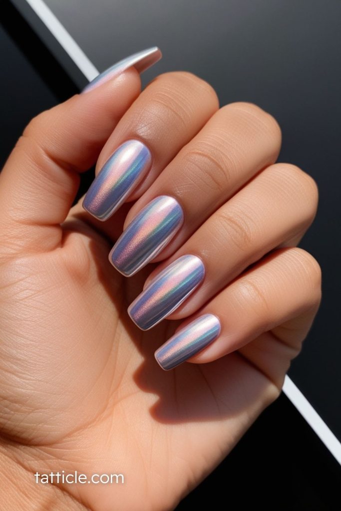 Holographic Silver Nails