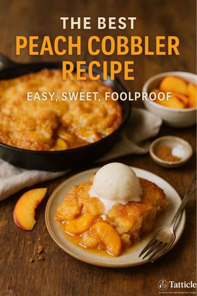 peach cobbler recipe pin
